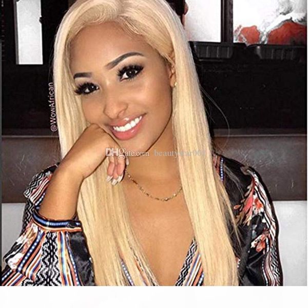 

short blonde #613 straight lace front wig 180 density brazilian lace front wigs pre plucked 100% human hair remy lace front wigs black women, Black;brown