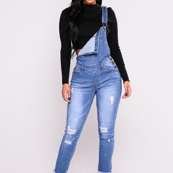 

pantalon femme 2020 peto vaquero mujer new slim fit pocket jeans femme blue peto mujer ripped broek dames bib jeans womnen1