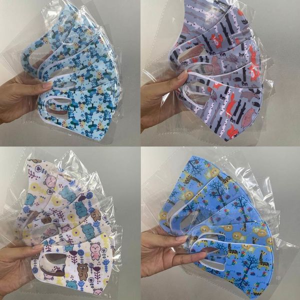 

designer face mask fashion kids face masks ice silk thin sun protection section dust-proof smog animal cartoon facemask, Black