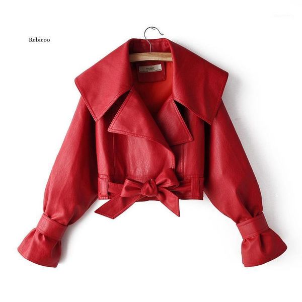 

women's jackets spring autumn products fashion big lapel versatile locomotive pu leather jacket female1, Black;brown