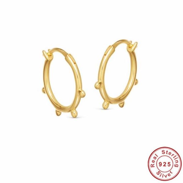 

charm gold color jewelry small geometric hoop earrings silver 925 for women, Golden