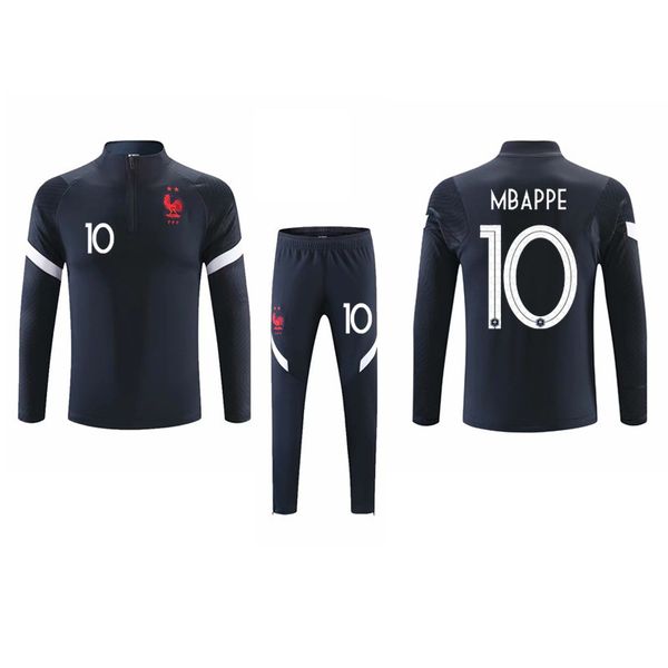 

2021 new french training suit team autumn winter long sleeve football match, Black