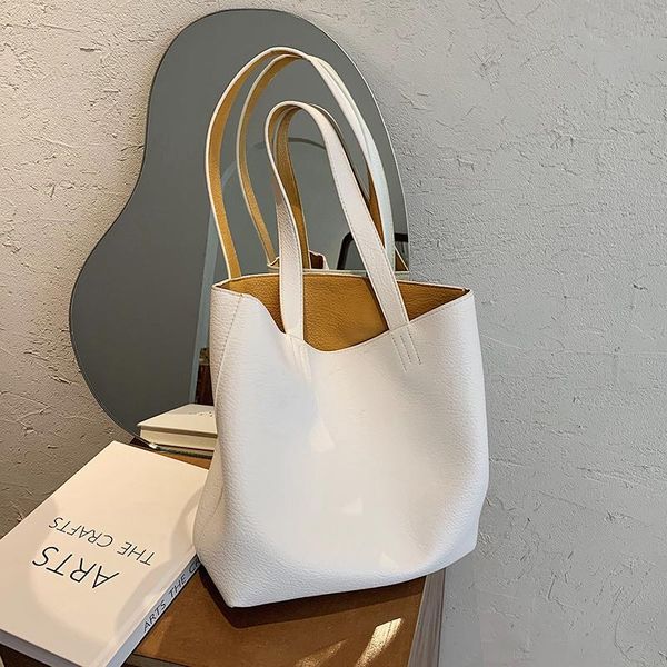 

2021 available on both sides high capacity pu leather shoulder female travel totes lady fashion trending hand bag