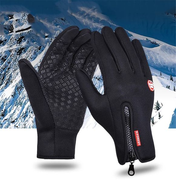 

aiying sports touchscreen gloves winter thermal warm cycling bicycle bike ski outdoor camping hiking motorcycle gloves sports golves, Black