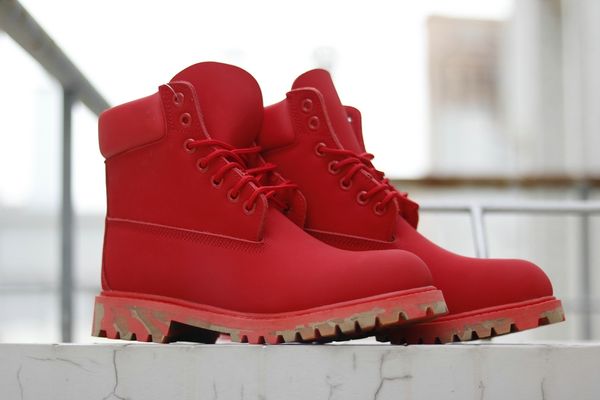 

2020 men women red with brown camouflage bottom outdoor shoes high leather comfortable trainer sneaker men size 36 -45