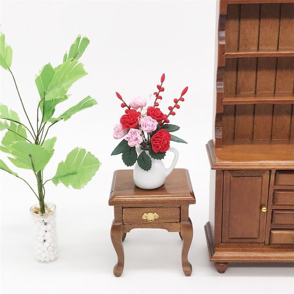 

1: 12 mini doll house dollhouse furniture garden balcony ornaments flower clusters, red and pink two color with white porcelain crsm