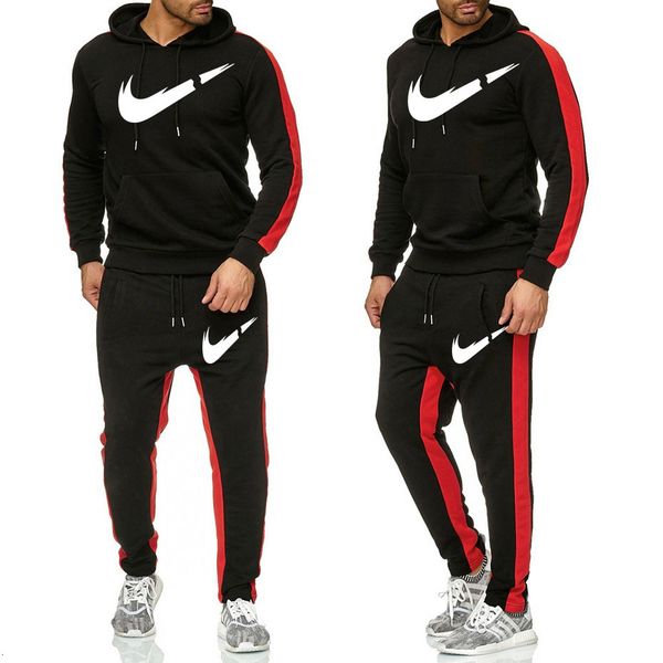 

autumn and winter new pullover leisure sports fashion printed hoodie + pant set designer al-ys, Tan;black