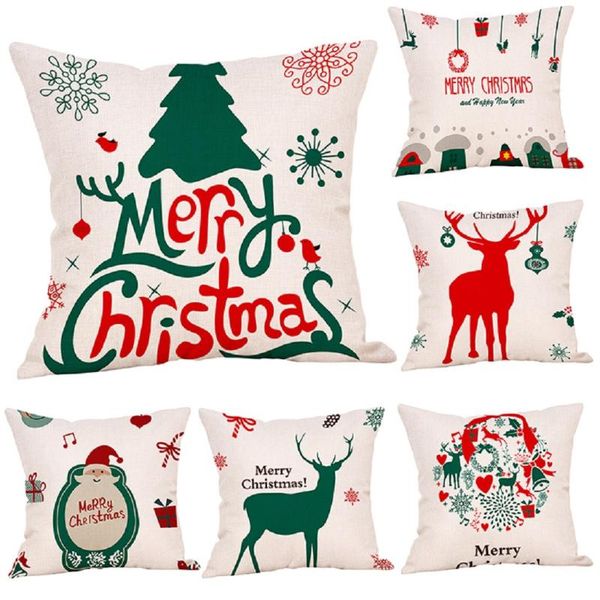

christmas ornaments candy color pillow case elk santa claus polyester throw pillow case decorative pillowcases cover pillowcase