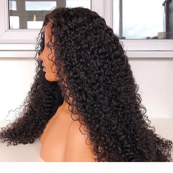 

loose curly peruvian virgin human hair lace front wigs pre plucked hairline side part full lace wig deep wave 360 lace frontal wig, Black