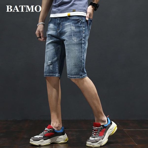 

batmo 2020 new arrival casual slim elastic jeans men ,men's denim shorts ,skinny jeans men w006, Blue