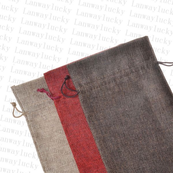 

11vwbottle burgundy 100pcs/lot gift jute 16*36cm christmas wine decorations folding bags festive supplies