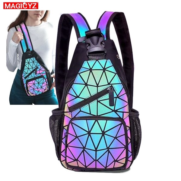 

female chest bags women's shoulder messengers bag canvas luminous crossbody bags for women designer pouch holographic bag c0125
