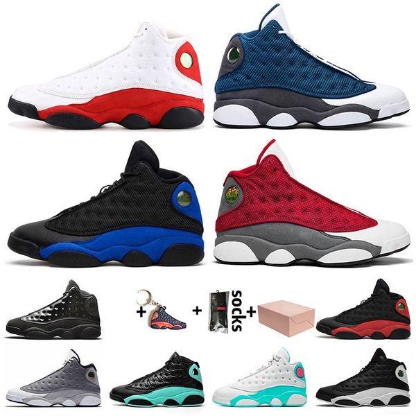 

with box jumpman 13 13s flint chicago mens womens basketball shoes hyper royal bred starfish lucky green mens trainers sneakers, White;red