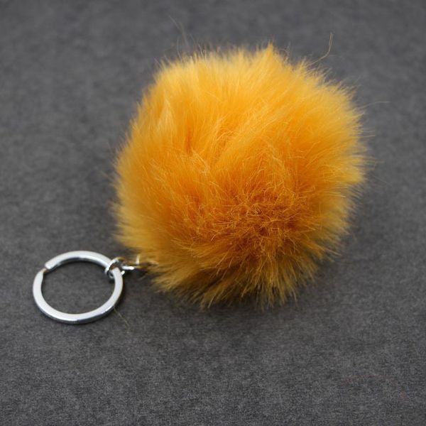 

rabbit fluffy faux 3.15 fur ball charm inch pom car keychain handbag key ring 24 color drop shipping c95q, Silver