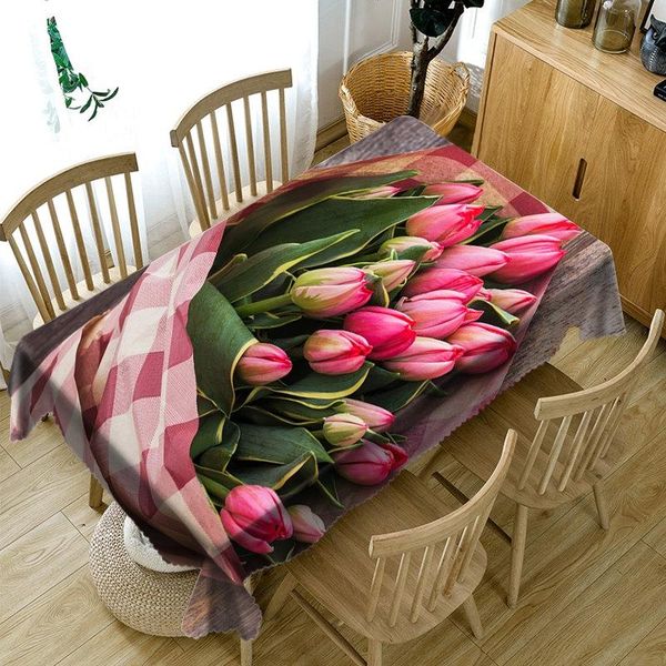 

customizable 3d beautiful flower tablecloth dustproof washable cloth thicken rectangular and round table cloth for wedding wmtenk bdesybag