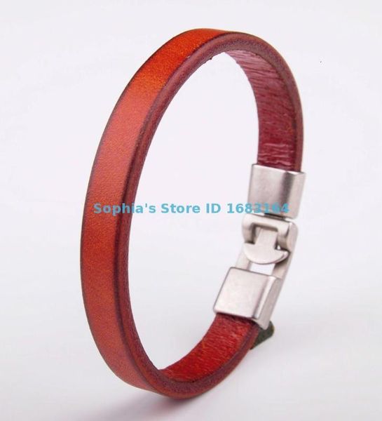 

plain bl07 orange men single wrap slim leather cuff bracelet wristband new zdh1#, White