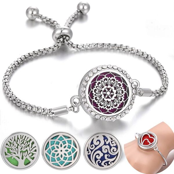 Bracciale a catena per aromaterapia in acciaio inossidabile Bracciale per la diffusione di olio essenziale magnetico regolabile per regalo da donna