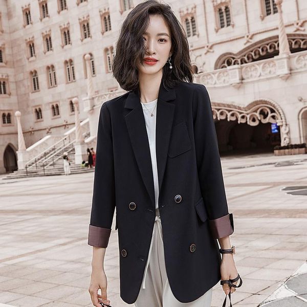 

new autumn winter 2020 new women's wear metal double button professional warm suit, White;black