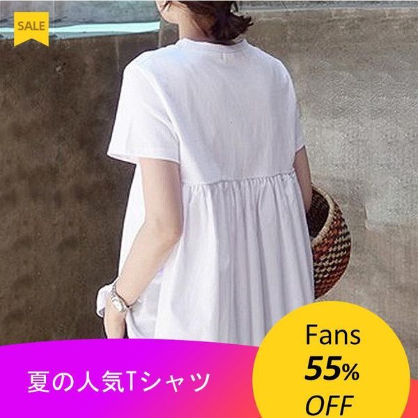 

2020 summer korean japan women chic new t-shirt short sleeves loose casual pure white black shirt leisure tee minimalist