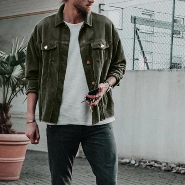 

men's jackets jaycosin autumn and winter warm quality corduroy long-sleeved button collar casual comfort jacket loose punk wind, Black;brown