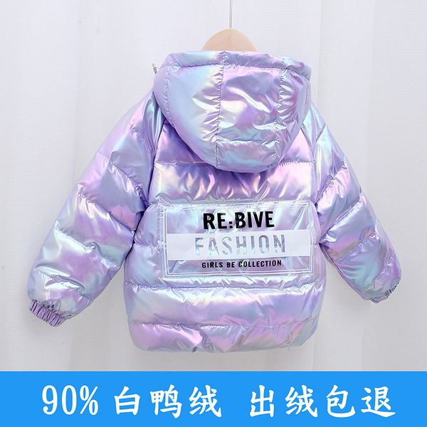 

new style children's down jacket colorful thickened hooded boy girl baby winter coat anti season, Blue;gray