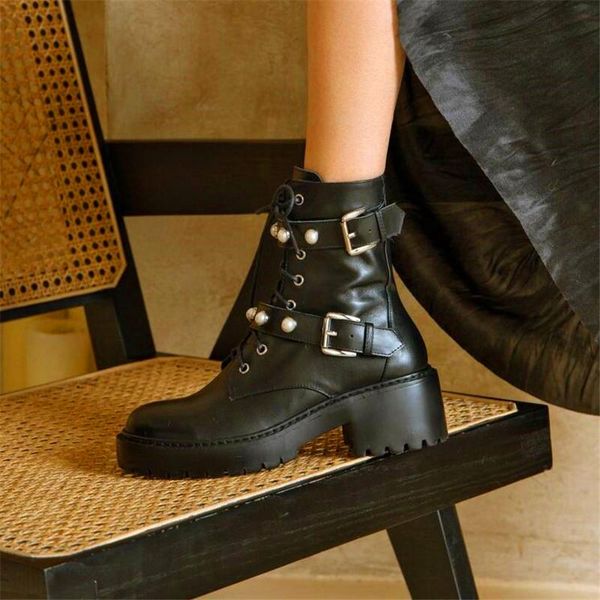 

boots pearl increased thick-soled women's high-heeled black cross strap winter
