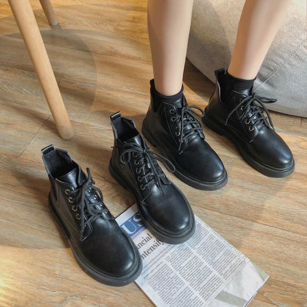 

boots handsome women's single retro motorcycle british style short trend fashion wild1, Black
