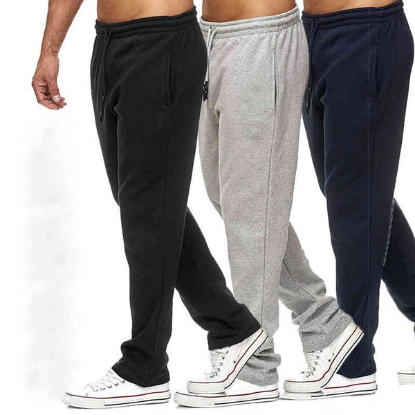 

men bodybuilding pant autumn spring tracksuit sweatpants casual solid slim harajuku style trousers drawstring full length pants, Black