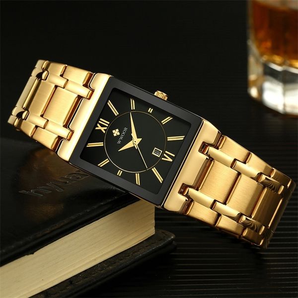 

relogio masculino wwoor gold black часы мужчины кварцевые водонепроницаемые наручные наручные часы для мужчины мода квадрат повседневная час, Slivery;brown