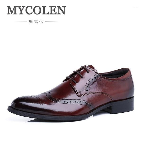 

mycolen genuine leather men shoes british fashion vintage oxford classic male elegant office business dress suit shoes1, Black