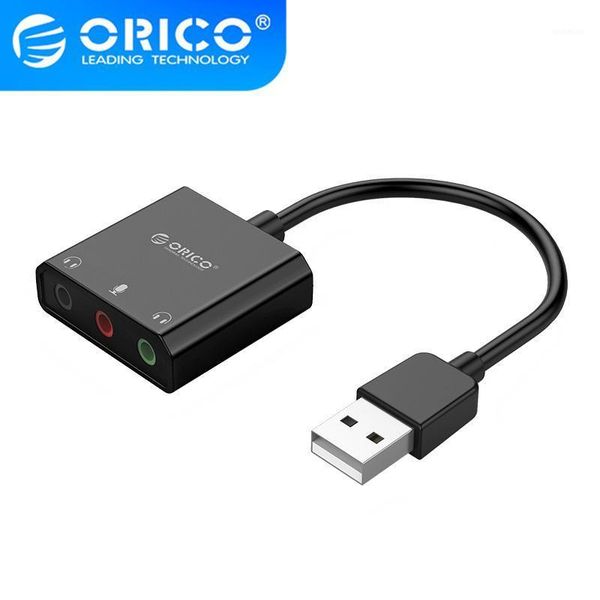 

orico usb external sound card, dual earphones independent microphone, driver-direct connection, three-hole output,skt31