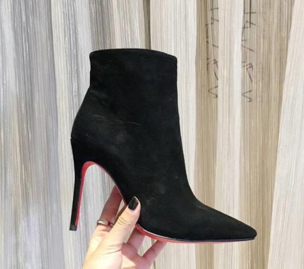 

мода стиль женские зимние сексуальные короткие сапоги на имя бренда красные нижние сапоги обувь eloise лодыжки сапоги тонкий каблук, черный, Black