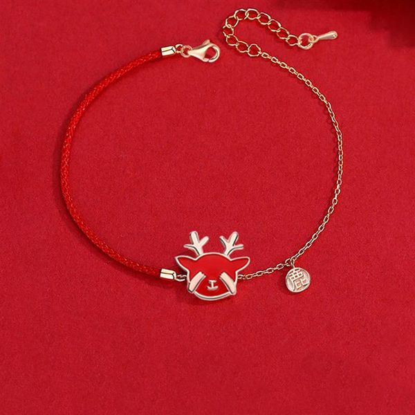 

xmas wrist chain adjustable elk bracelet christmas couple bracelet elk red rope wristband student bracelet wrist decor(red) bbyqqr