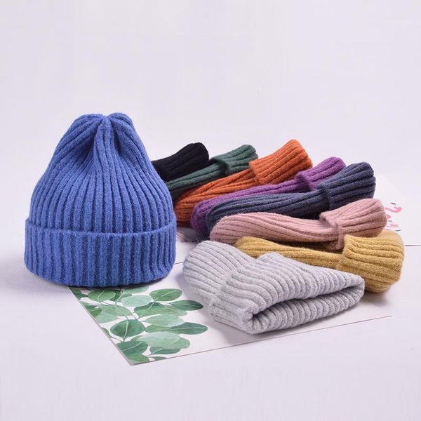 

hair accessories candy color knitted hats winter warm girls boys caps beanie cotton wool casual female bonnet1, Slivery;white