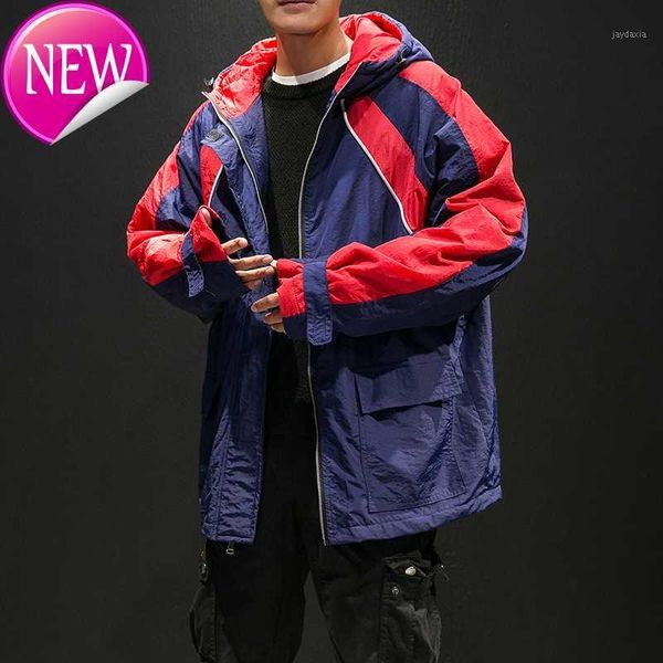 

winter korean 2020 edition new male even hat cotton-padded clothes casual loose thickened patchwork contrast color work coat1, Black