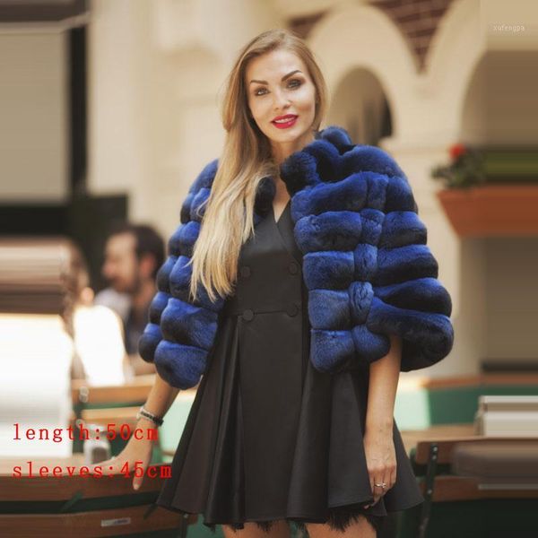 

fursarcar 2020 new natural real rex fur coat women winter luxury long jacket thick warm fashion chinchilla fur coats1, Black