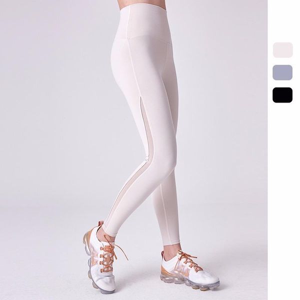 

mesh panels yoga pants white leggings sport gym leggings high sport workout women running pants, White;red