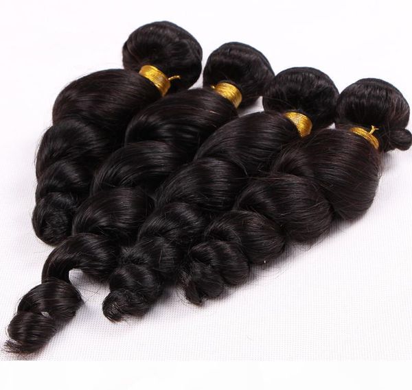 

special hair malaysian virgin loose wave brazilian remy 12-26 inch peruvian human hair 4 bundles hair extensions, Black