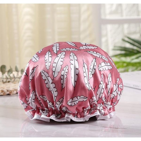 

new double colored ding print shower cap for women oil fume prevention new double colored good quality sales f sqcrfp