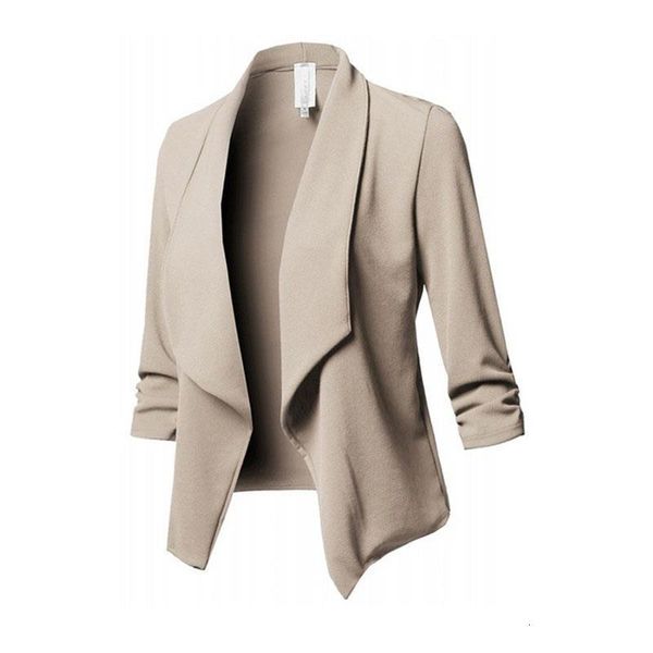 

autumn casual women jacket blend coat slim long sleeve chaqueta mujer pleated solid wild small plus size feminino, Black;brown