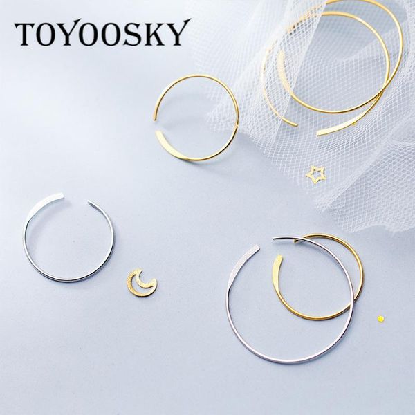 

elegant lines circular round shape hoop earrings for women 2020 promotion real 925 sterling silver jewelry, Golden;silver