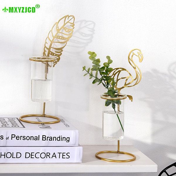 

hydroponic plant glass vase desktransparent flower arrangement container home bird feather sculpture decoration