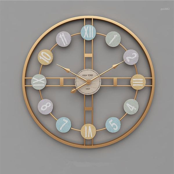 

3d metal roman numeral wall clock retro nordic decor living room wall clock for bar cafe decor silent round watch1
