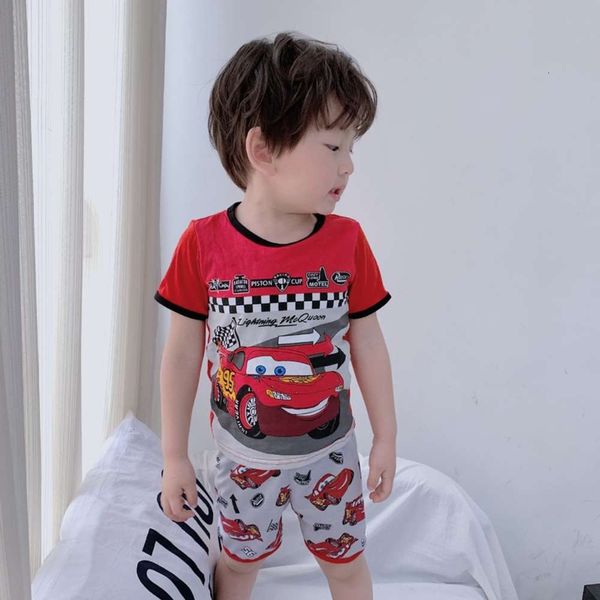

chief home new movers cotton car wear summer suit air conditioning cloth children's pajamas, Blue;red