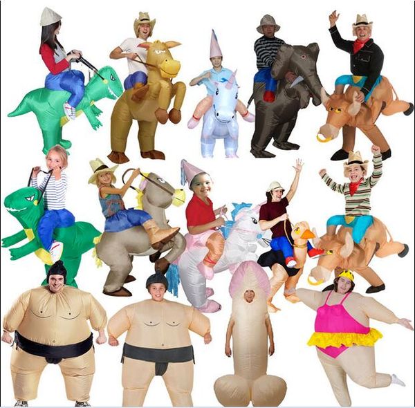 

anime costumes kids fan inflatable t rex horse gorilla sumo cow halloween costume women men cosplay inflatable dinosaur costume, Black