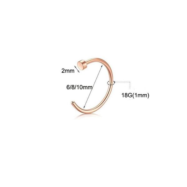 

1 шт. поддельное перегородное кольцо 0,88 мм розовое золото поддельное носовое кольцо серебряный цвет поддельного тела тела пирсинг bejour ю, Black