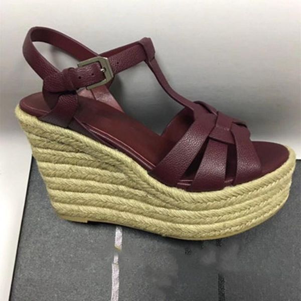 

sandals open toe thick heel genuine leather shoes woven platform woman high 2021 luxury designer zapatos de mujer, Black