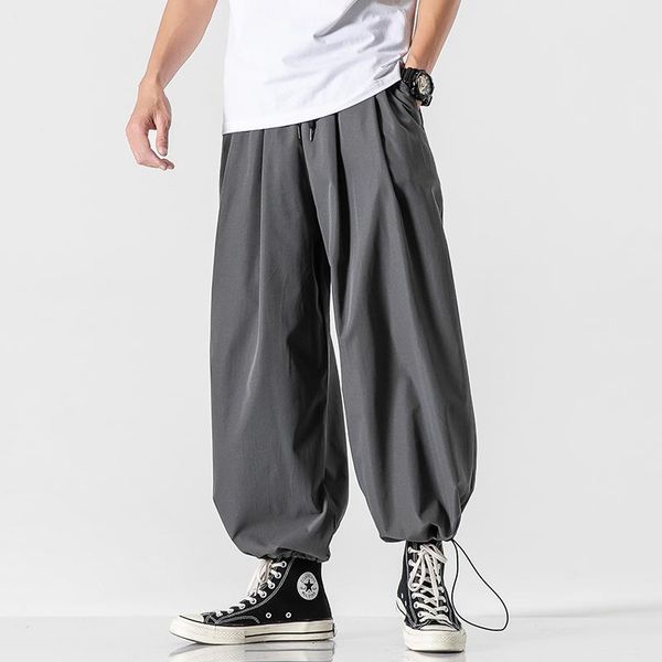 

dropshipping japanese streerwear men casual pants 2021 spring autumn fashion loose man casual trousers korean male harem pants, Black