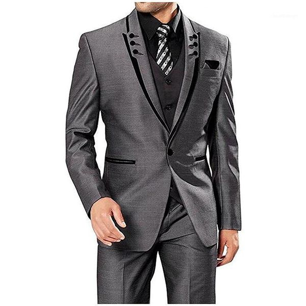

men's suits fashion gray 3 pieces jacket vest and pants sets wedding suit blazer single button groom tuxedo vestidos de noiva1, White;black