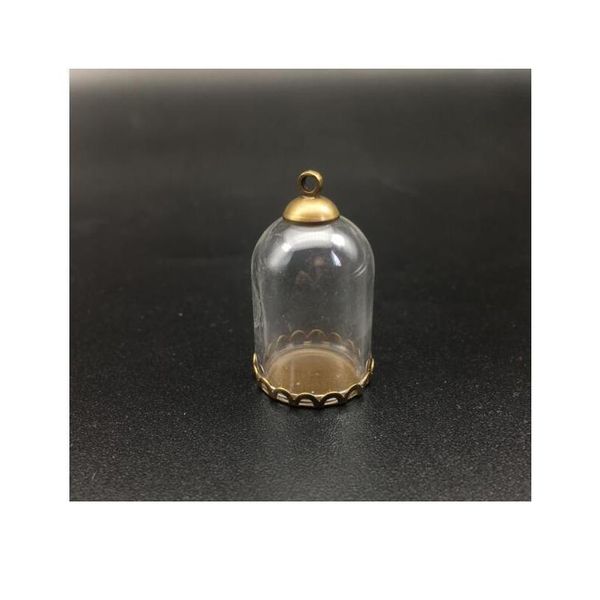 

50set 25*18mm hollow glass tube with setting base beads cap set glass vials pendant glass bottle jewelry findings crafe bbyaeg, Black